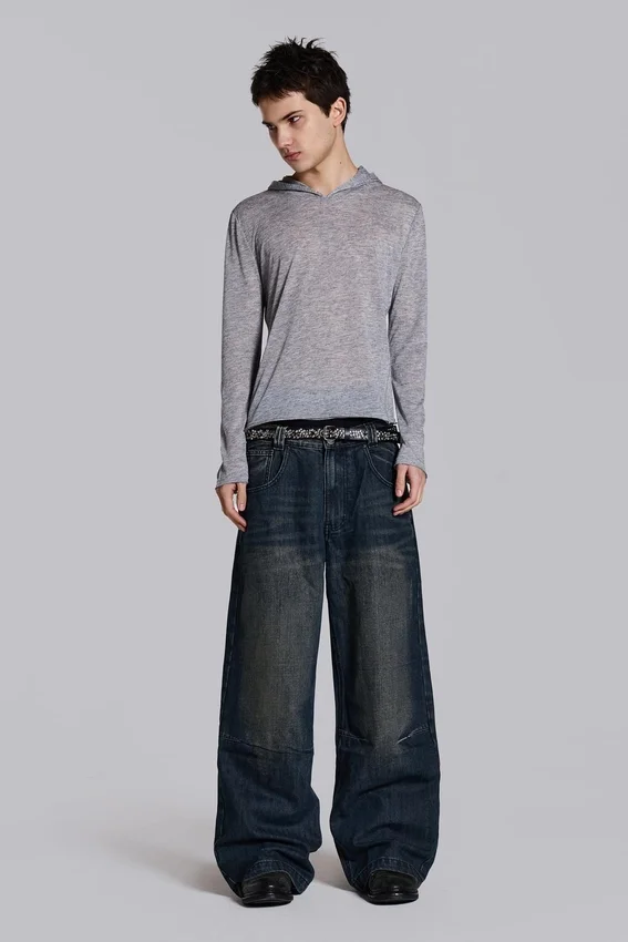 Grau melierter „Mist“-Hoodie