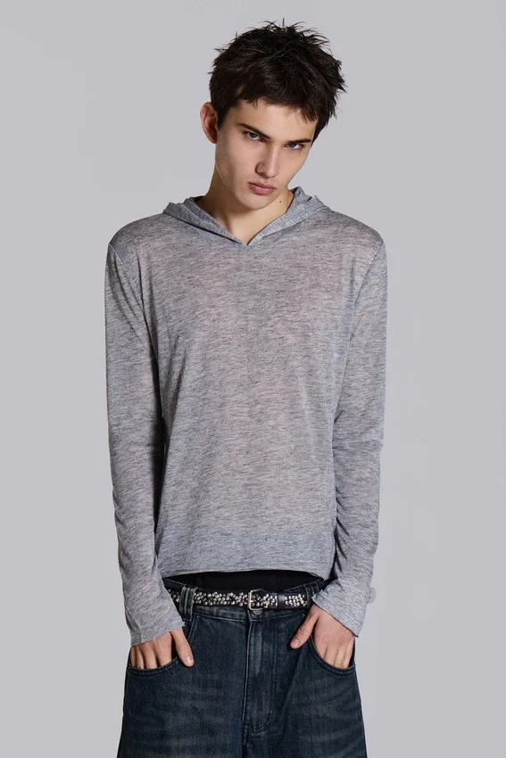 Grau melierter „Mist“-Hoodie