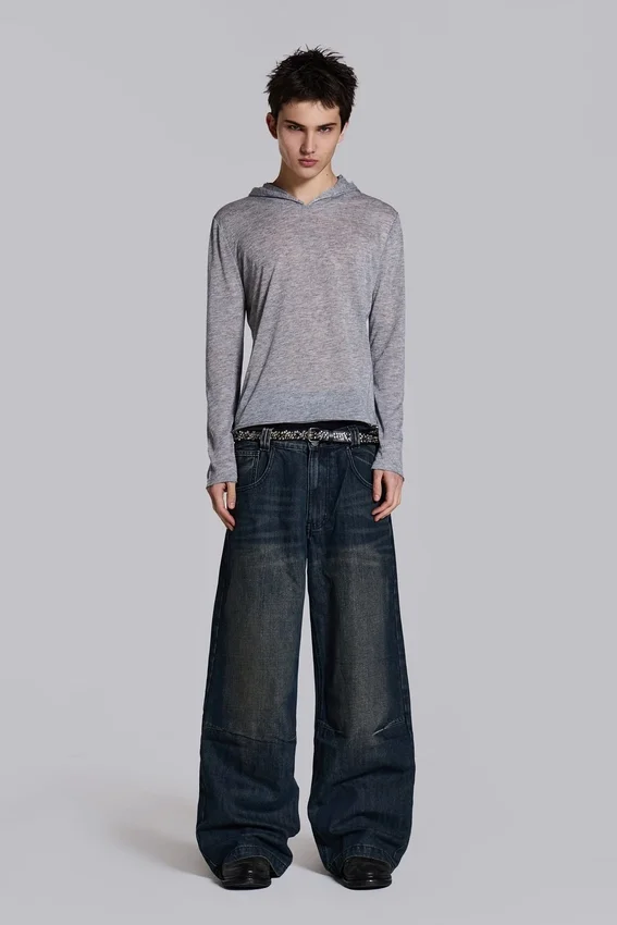 Grau melierter „Mist“-Hoodie