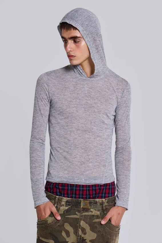 Grau melierter „Mist“-Hoodie