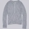 Grau meliertes Haze-Henley-Oberteil