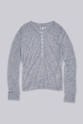 Grau meliertes Haze-Henley-Oberteil