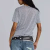 Grau meliertes „Haze“ Henley-T-Shirt