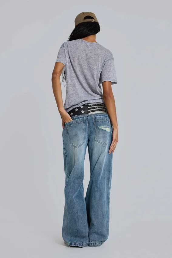Grau meliertes „Haze“ Henley-T-Shirt