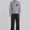 Graue Anzughose mit gestuftem Bootcut