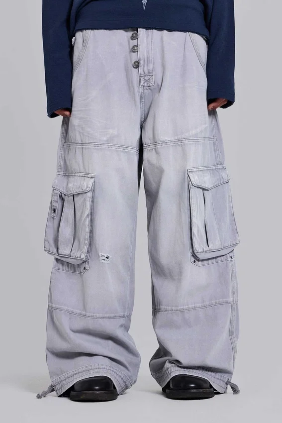 Graue „Decoy“-Cargohosen im Washed-Look