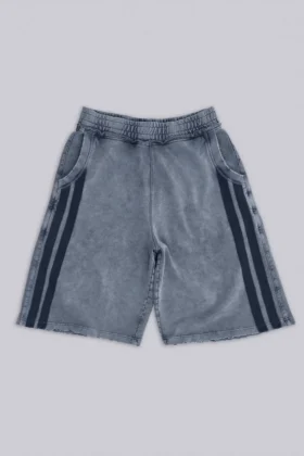 Graue, gewaschene Jogging-Shorts „Sporty Stripe Monster Joggers“