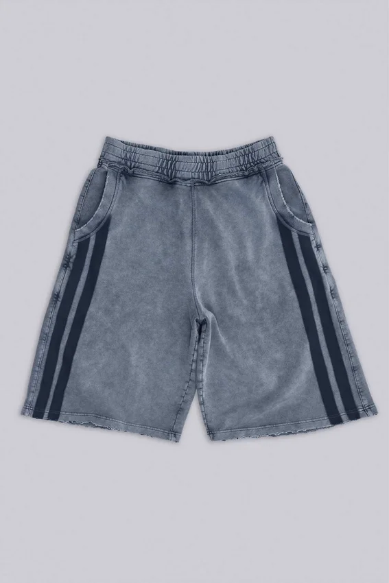 Graue, gewaschene Jogging-Shorts „Sporty Stripe Monster Joggers“