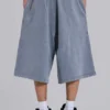 Graue, gewaschene Jogging-Shorts „Sporty Stripe Monster Joggers“