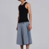 Graue, gewaschene Jogging-Shorts „Sporty Stripe Monster Joggers“