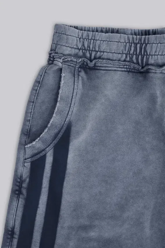 Graue, gewaschene Jogging-Shorts „Sporty Stripe Monster Joggers“