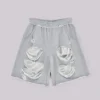 Graue Monster-Shorts im Distressed-Look