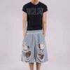 Graue Monster-Shorts im Distressed-Look