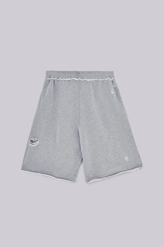 Graue Monster-Shorts im Distressed-Look