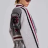 Graue Team 85 Strick-Bomberjacke
