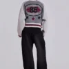 Graue Team 85 Strick-Bomberjacke