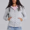 Grauer Hoodie mit Polka-Dots