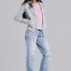 Grauer Hoodie mit Polka-Dots