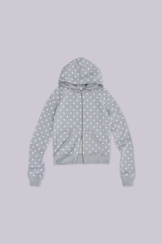 Grauer Hoodie mit Polka-Dots