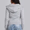 Grauer Hoodie mit Polka-Dots