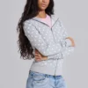 Grauer Hoodie mit Polka-Dots