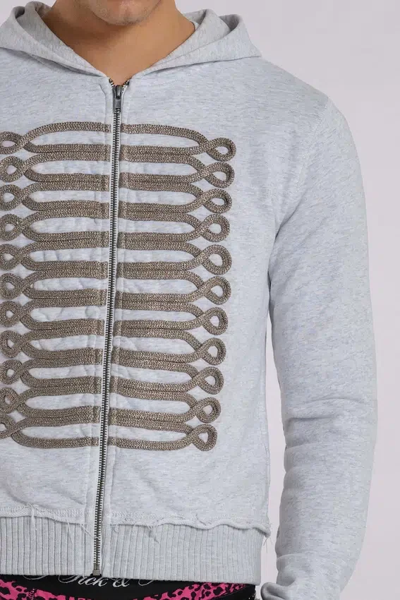Grauer melierter „Military Monster“-Hoodie