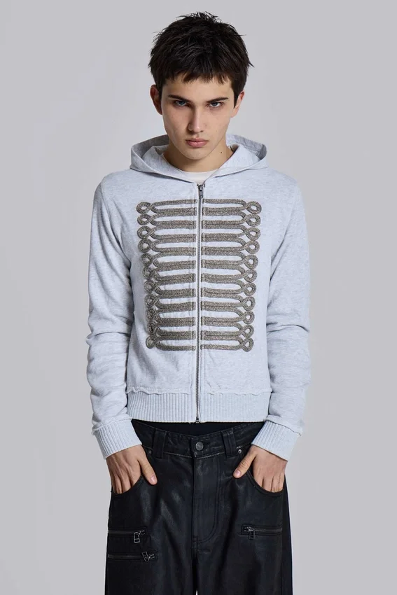 Grauer melierter „Military Monster“-Hoodie