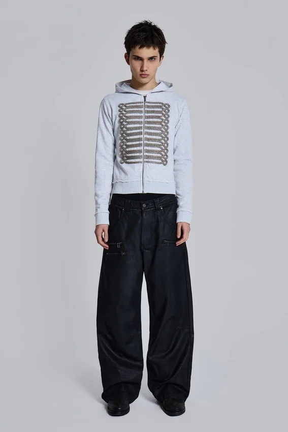 Grauer melierter „Military Monster“-Hoodie