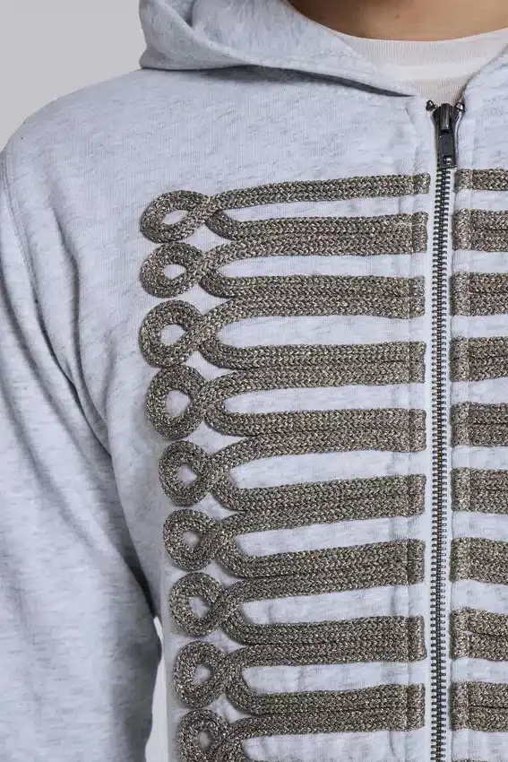 Grauer melierter „Military Monster“-Hoodie