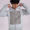 Grauer melierter „Military Monster“-Hoodie