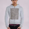Grauer melierter „Military Monster“-Hoodie