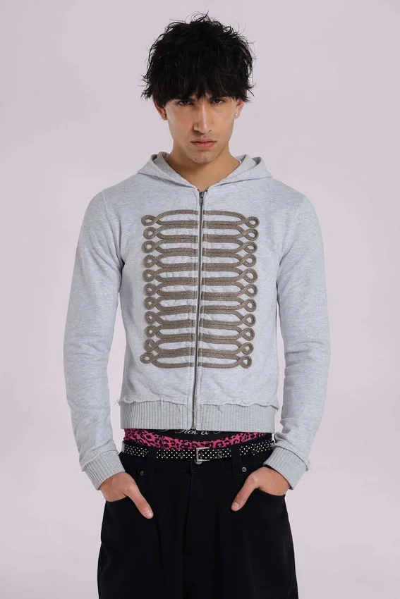 Grauer melierter „Military Monster“-Hoodie