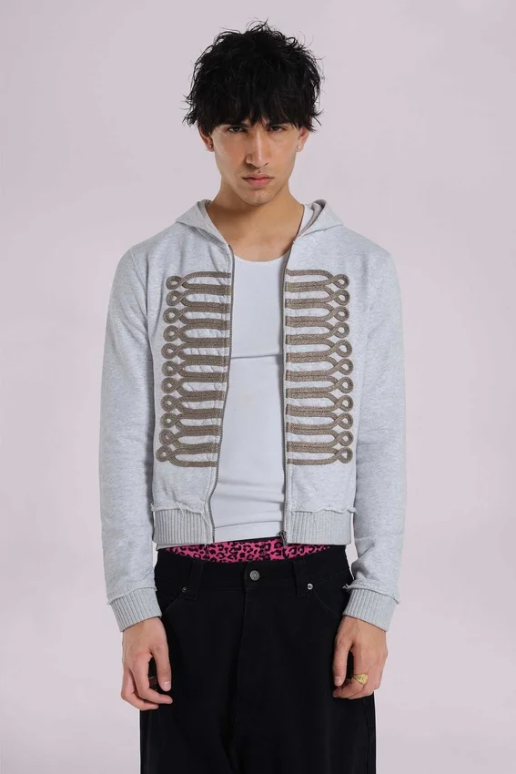Grauer melierter „Military Monster“-Hoodie