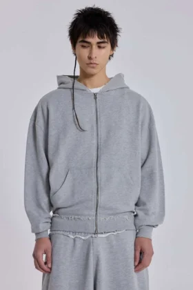 Grauer, melierter Oversize-Monster Hoodie