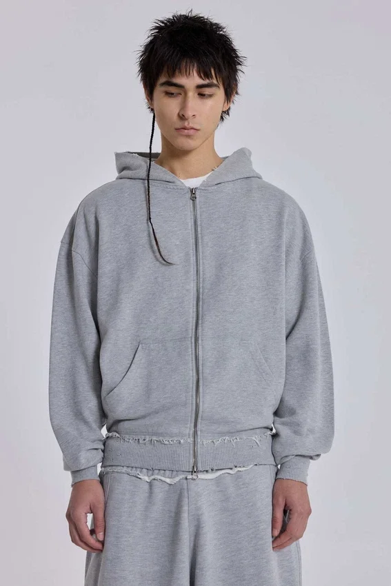 Grauer, melierter Oversize-Monster Hoodie