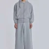 Grauer, melierter Oversize-Monster Hoodie
