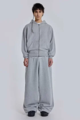 Grauer, melierter Oversize-Monster Hoodie