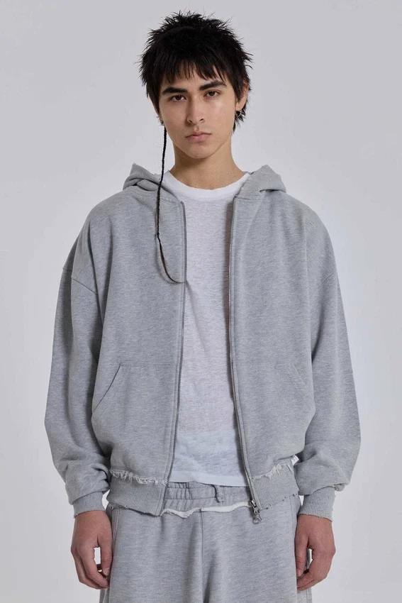 Grauer, melierter Oversize-Monster Hoodie