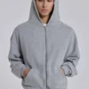 Grauer, melierter Oversize-Monster Hoodie