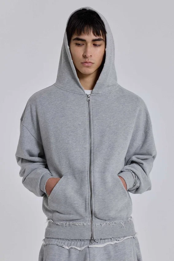Grauer, melierter Oversize-Monster Hoodie