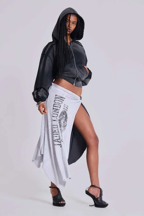 Grauer, sportlicher, weiter Monster Hoodie
