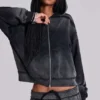Grauer, sportlicher, weiter Monster Hoodie