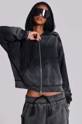 Grauer, sportlicher, weiter Monster Hoodie