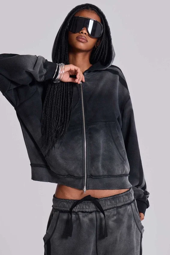 Grauer, sportlicher, weiter Monster Hoodie