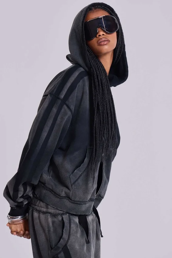 Grauer, sportlicher, weiter Monster Hoodie