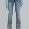 Handperlbestickte Cooper-Jeans im Bootcut-Schnitt