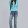 Handperlbestickte Cooper-Jeans im Bootcut-Schnitt