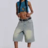 Hellgewaschene Jumbo-Jorts