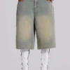 Hellgewaschene Jumbo-Jorts