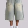Hellgewaschene Jumbo-Jorts
